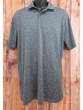 Nike Mens Dri-Fit Standard Fit Polo Medium Gray Floral Print